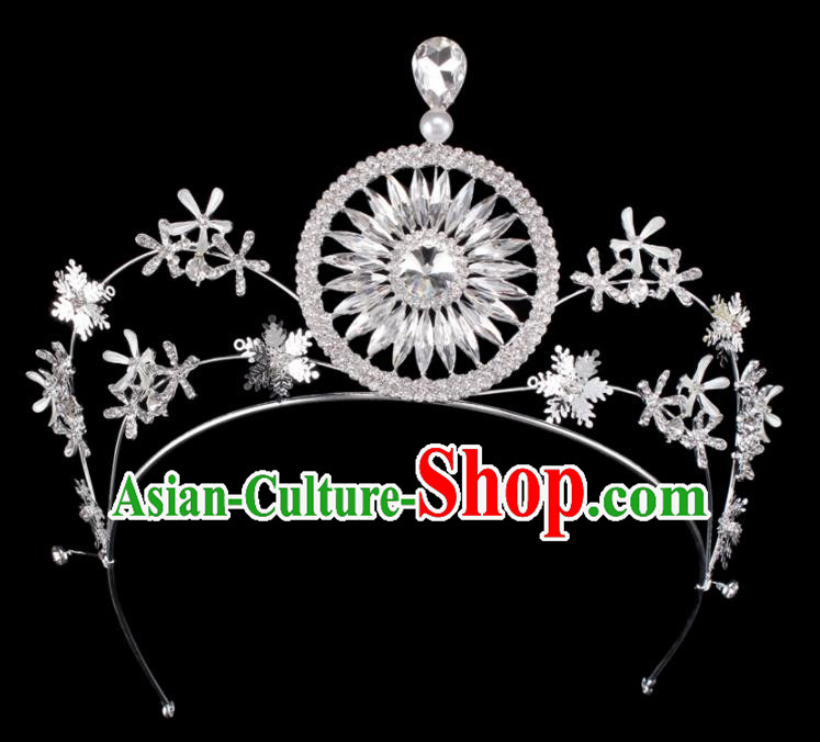 Baroque Wind Hair Accessories Bride Retro Crystal Argent Royal Crown for Women