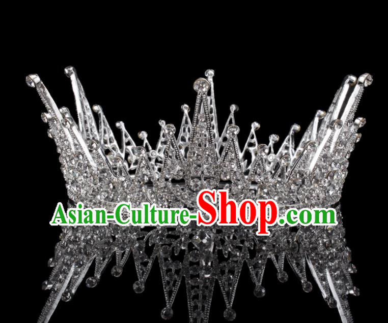 Baroque Wind Hair Accessories Bride Retro Crystal Round Royal Crown for Women