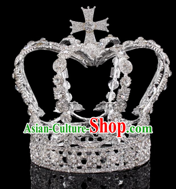 Baroque Wind Hair Accessories Bride Retro Rhinestone Argent Royal Crown for Women