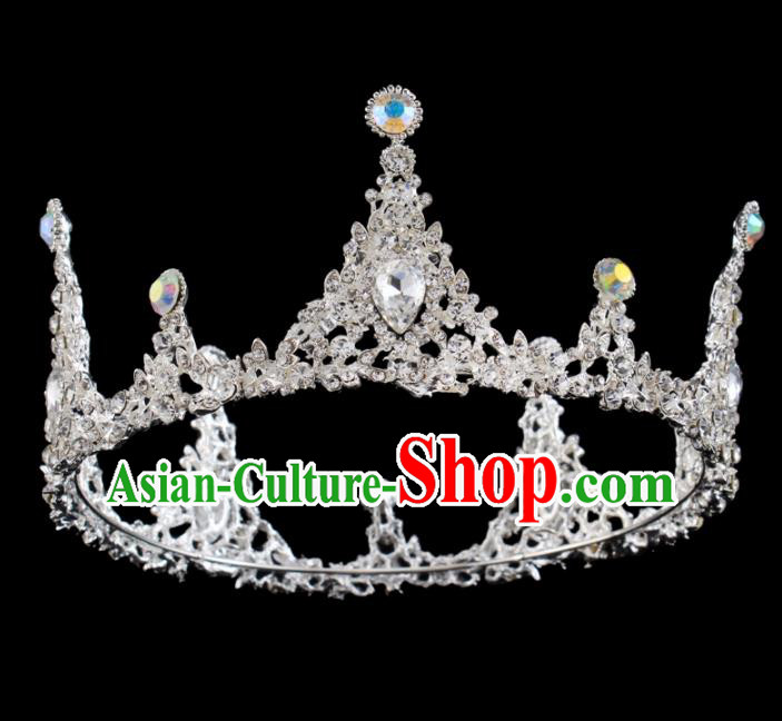 Top Grade Baroque Retro Royal Crown Bride Crystal Wedding Hair Accessories for Women