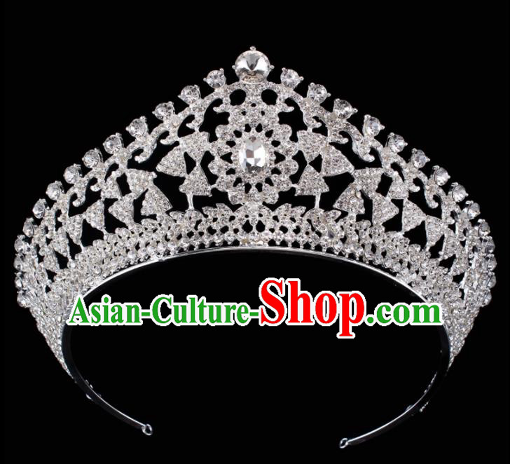 Top Grade Baroque Princess Retro Royal Crown Bride Crystal Wedding Hair Accessories for Women