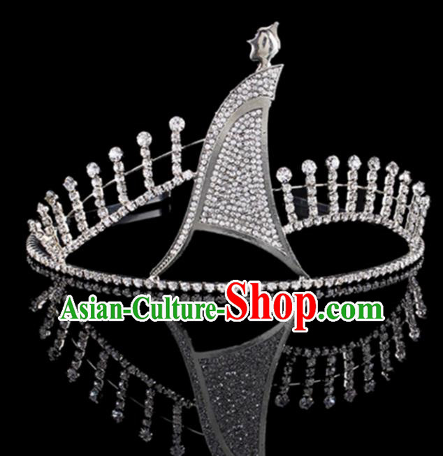 Top Grade Baroque Queen Crystal Royal Crown Bride Retro Wedding Hair Accessories for Women