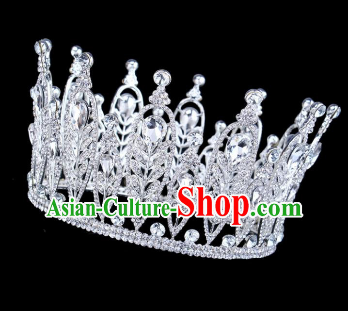 Baroque Wind Retro Hair Accessories Bride Rhinestone Round Royal Crown for Women
