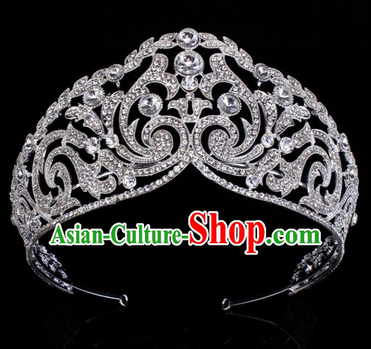 Top Grade Baroque Crystal Royal Crown Bride Retro Wedding Hair Accessories for Women