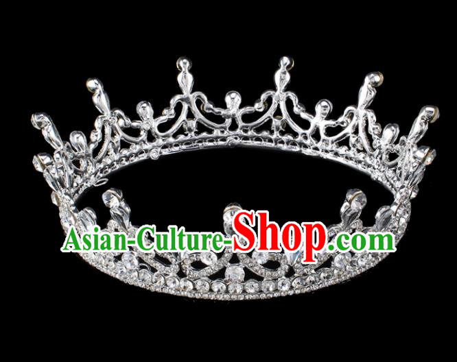 Top Grade Baroque Style Handmade Royal Crown Bride Retro Wedding Hair Accessories for Women