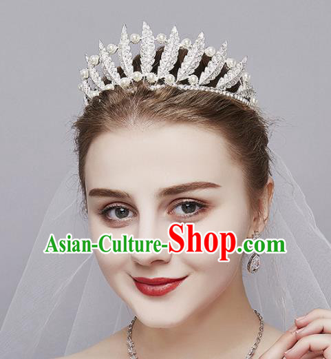 Top Grade Wedding Bride Hair Accessories Baroque Princess Retro Pearls Royal Crown for Women