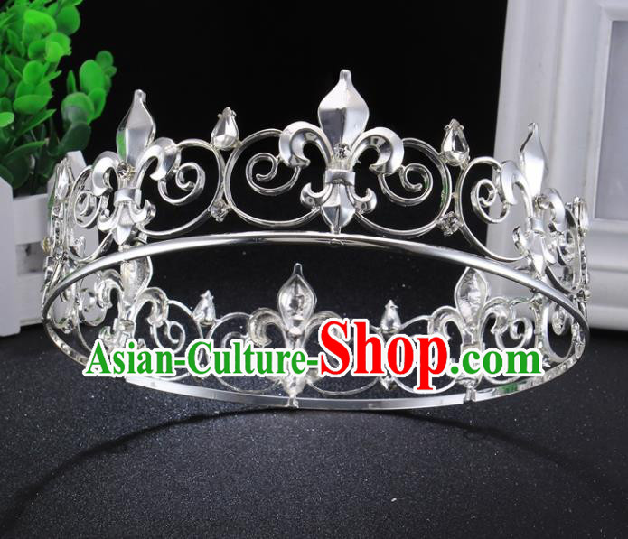 Top Grade Argent Royal Crown Baroque Princess Retro Wedding Bride Hair Accessories for Women