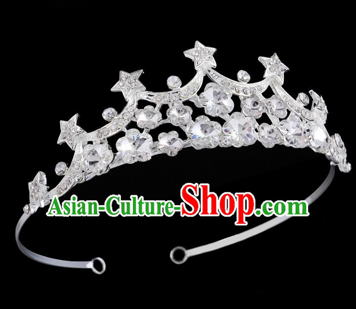 Handmade Top Grade Baroque Crystal Stars Hair Clasp Royal Crown Bride Retro Wedding Hair Accessories for Women