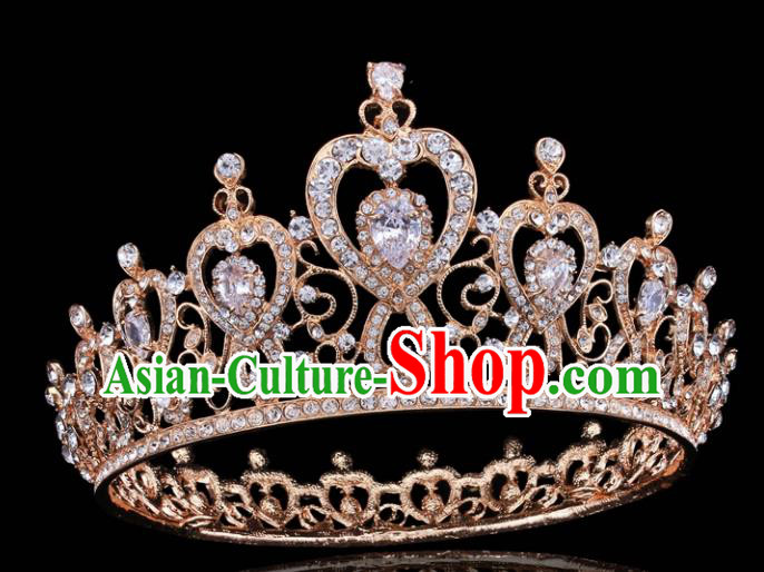 Top Grade Retro Golden Royal Crown Baroque Queen Wedding Bride Hair Accessories for Women