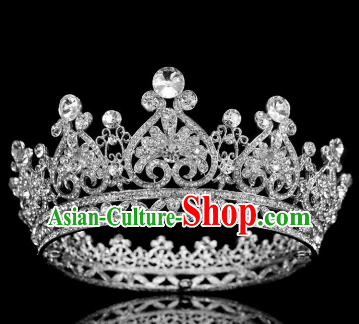 Handmade Top Grade Queen Crystal Royal Crown Baroque Bride Retro Wedding Hair Accessories for Women