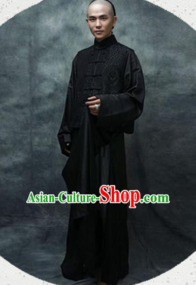 Chinese Ancient Qing Dynasty Scholar Black Costumes for Men