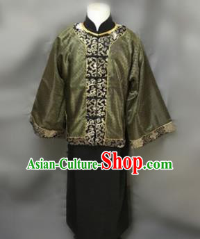 Chinese Ancient Qing Dynasty Nobility Childe Costumes Green Mandarin Jacket for Men