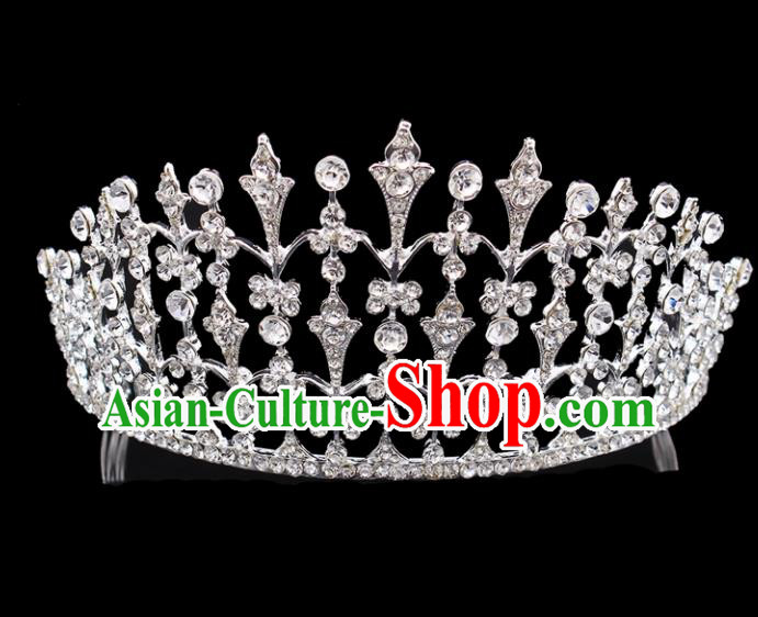 Top Grade Baroque Court Princess Crystal Royal Crown Bride Wedding Hair Jewelry Accessories for Women