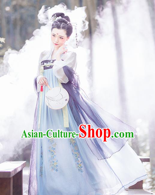 Chinese Ancient Tang Dynasty Imperial Consort Embroidered Costumes Complete Set for Women
