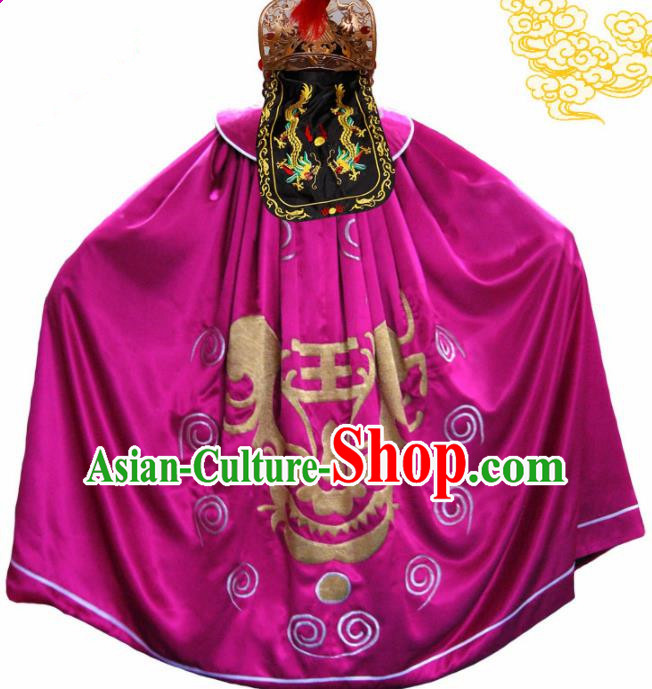 Traditional Chinese Beijing Opera Costume Sichuan Opera Changing Faces Embroidered Rosy Cloak for Men