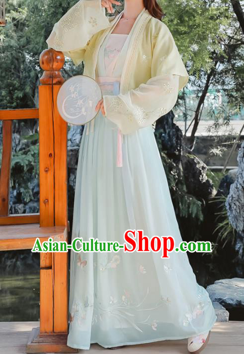 Chinese Tang Dynasty Young Lady Costumes Ancient Nobility Embroidered Hanfu Dress for Women
