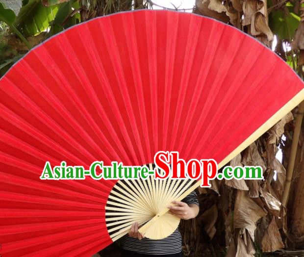 Chinese Traditional Red Silk Fans Decoration Crafts Handmade Folding Fans