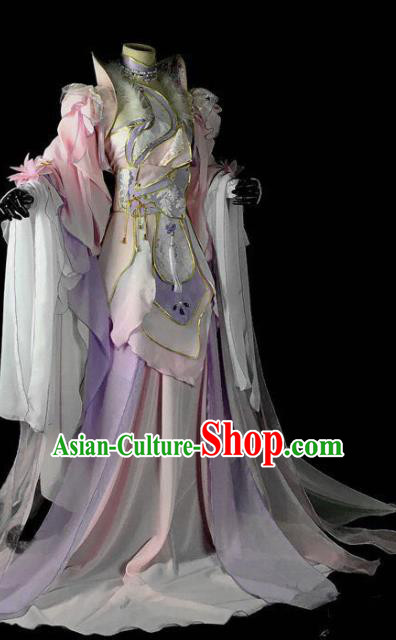 Traditional Chinese Cosplay Peri Costumes Ancient Princess Embroidered Pink Hanfu Dress for Women