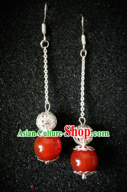 Chinese Traditional Ethnic Eardrop Jewelry Accessories Mongolian Agate Earrings for Women