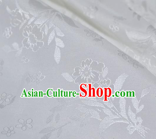 Asian Chinese Fabric Traditional Flowers Pattern Design White Brocade Fabric Chinese Costume Silk Fabric Material