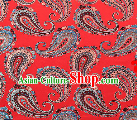 Asian Chinese Red Brocade Fabric Traditional Pattern Design Satin Pillow Silk Fabric Material