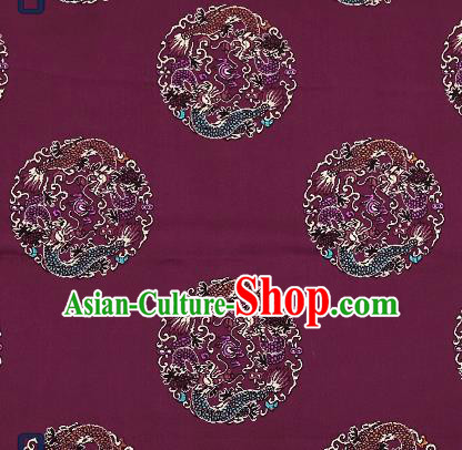 Traditional Chinese Purple Brocade Fabric Asian Dragons Pattern Design Satin Cushion Silk Fabric Material