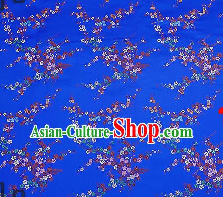 Chinese Traditional Royalblue Brocade Fabric Asian Plum Blossom Pattern Design Satin Tang Suit Silk Fabric Material