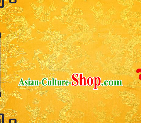 Chinese Traditional Yellow Brocade Fabric Asian Dragons Pattern Design Satin Tang Suit Silk Fabric Material