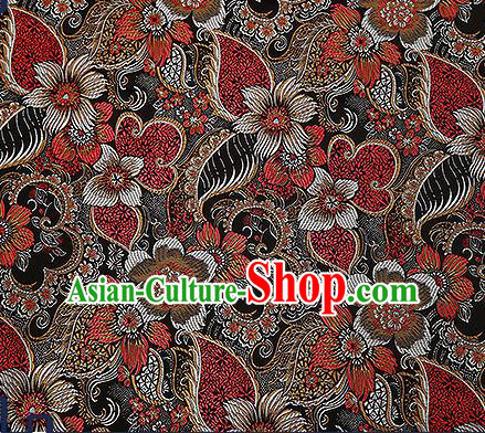 Chinese Traditional Black Brocade Fabric Classical Palace Flowers Pattern Design Satin Tang Suit Silk Fabric Material