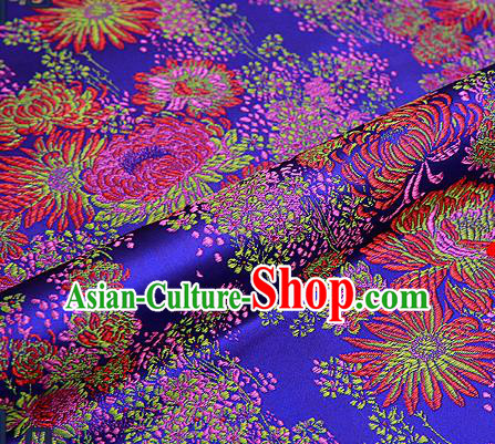 Traditional Chinese Purple Brocade Drapery Classical Fireworks Pattern Design Satin Table Flag Silk Fabric Material
