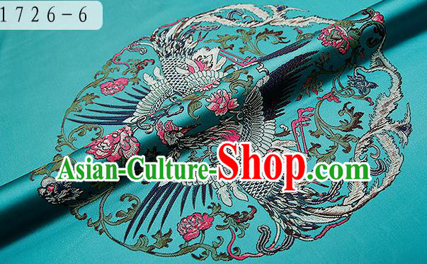 Traditional Chinese Green Brocade Drapery Classical Phoenix Pattern Design Satin Cushion Silk Fabric Material