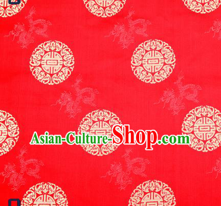 Traditional Chinese Red Brocade Drapery Classical Dragon Pattern Design Satin Cushion Silk Fabric Material