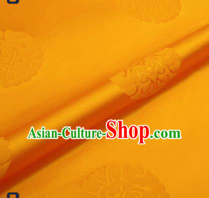 Traditional Chinese Brocade Drapery Classical Pattern Design Yellow Satin Qipao Silk Fabric Material