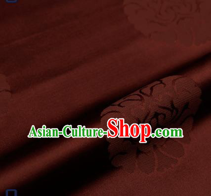 Traditional Chinese Brocade Drapery Classical Pattern Design Brown Satin Qipao Silk Fabric Material