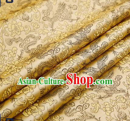 Traditional Chinese Satin Brocade Drapery Classical Black Dragons Pattern Design Qipao Silk Fabric Material