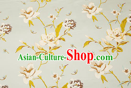 Traditional Chinese Blue Satin Brocade Drapery Classical Embroidery Peony Pattern Design Cushion Silk Fabric Material