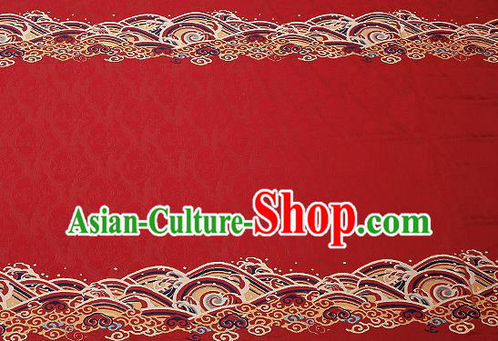 Traditional Chinese Red Satin Brocade Drapery Classical Embroidery Clouds Pattern Design Cushion Silk Fabric Material