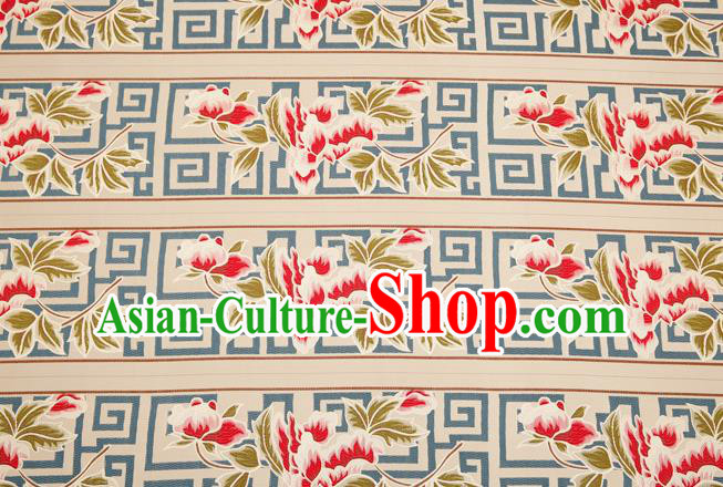 Traditional Chinese Classical Satin Brocade Drapery Embroidery Peony Pattern Design Table Flag Silk Fabric Material