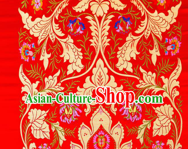 Asian Chinese Traditional Satin Fabric Tang Suit Red Brocade Silk Material Classical Pattern Design Drapery