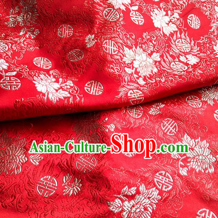Asian Chinese Traditional Satin Fabric Tang Suit Red Brocade Silk Material Classical Pattern Design Drapery