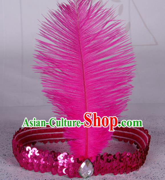 Top Grade Catwalks Headwear Halloween Cosplay Hair Accessories Rosy Feather Hair Clasp