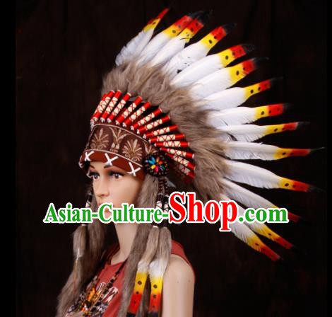 Halloween Donald Catwalks Deluxe Feather Headdress Cosplay Apache Knight Feather Hat for Adults