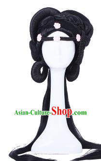 Traditional Chinese Tang Dynasty Princess Handmade Wigs Sheath Hair Accessories Ancient Peri Chignon for Women
