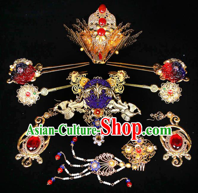 Chinese Traditional Handmade Imperial Consort Phoenix Hairpins Ancient Empress Headwear for Women