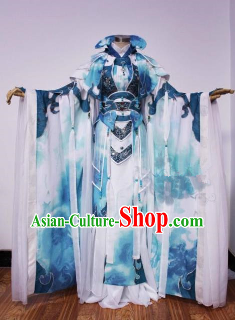 Asian Chinese Cosplay Swordsman Costumes Ancient Royal Highness Clothing for Men