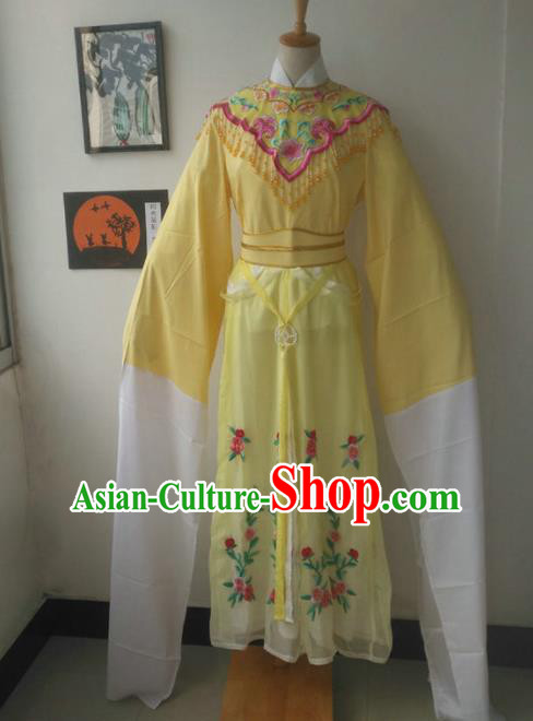 Chinese Traditional Peking Opera Princess Costumes Ancient Fairy Yellow Dress for Adults