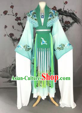 Chinese Traditional Peking Opera Actress Costumes Ancient Imperial Concubine Embroidered Green Dress for Adults