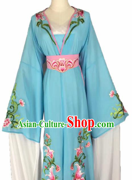 Chinese Traditional Peking Opera Actress Costumes Ancient Maidservants Blue Dress for Adults