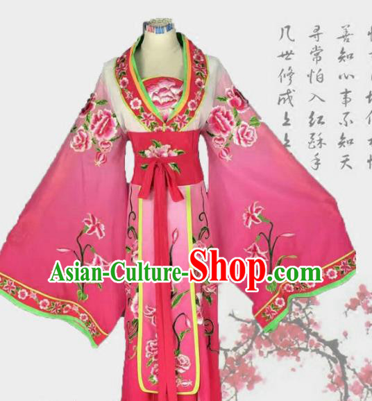 Chinese Traditional Peking Opera Actress Costumes Ancient Palace Princess Rosy Dress for Adults