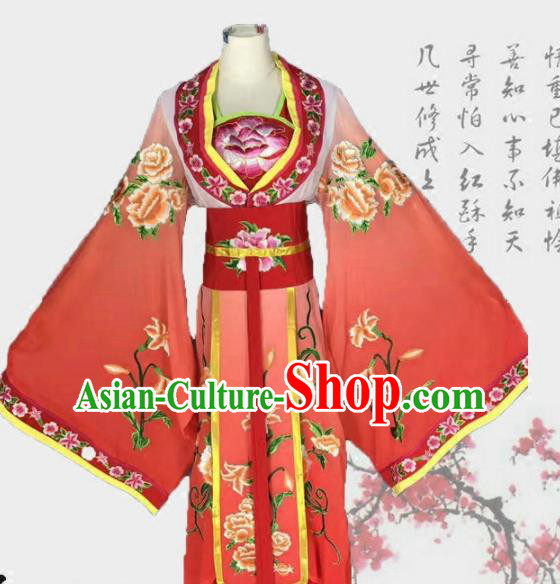 Chinese Traditional Peking Opera Actress Costumes Ancient Palace Princess Red Dress for Adults